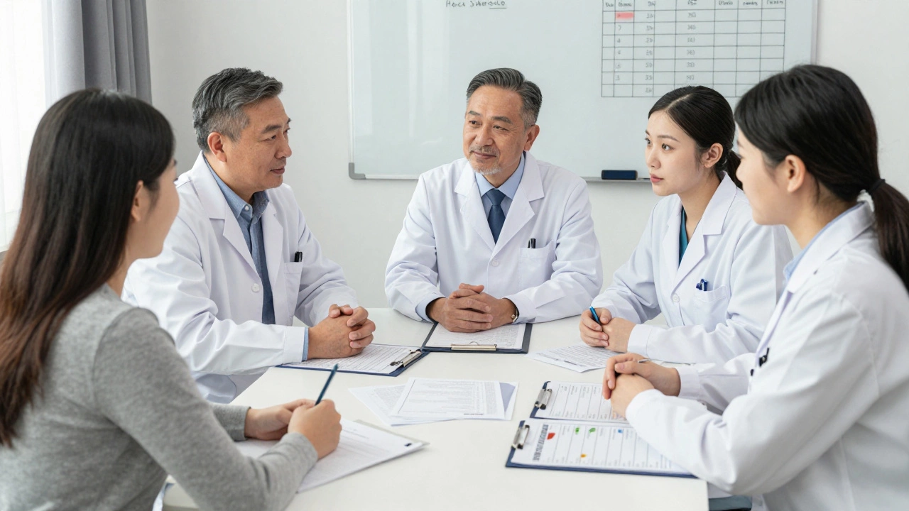 A team of healthcare professionals discussing a personalized weight loss plan with a patient.