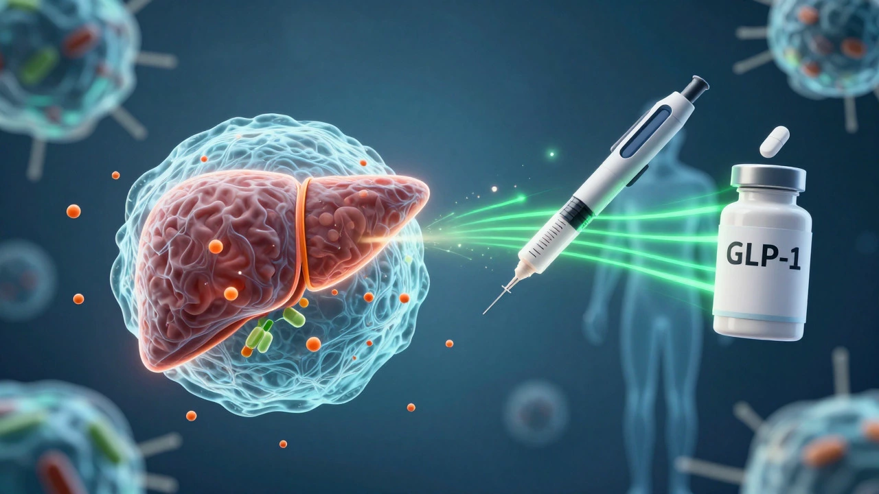 3D visualization of liver glucose reduction and satiety signals from meds