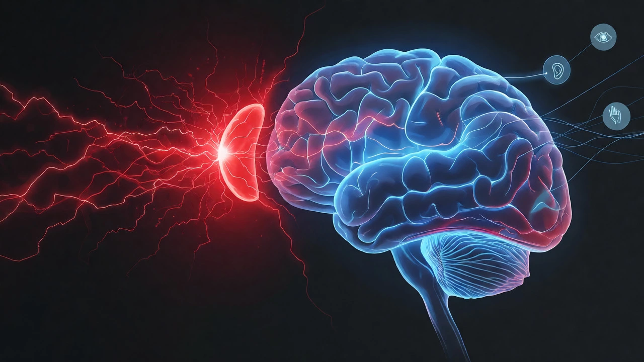 Brain diagram showing amygdala panic vs prefrontal cortex calm