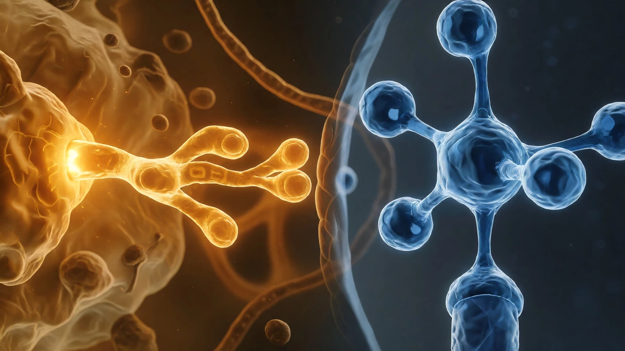 Conceptual art comparing AMPK activation with GLP-1 receptor binding mechanisms